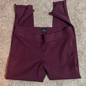EUC White House Black Market Burgundy Leggings Side Zip/Zip Ankles
